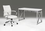 47" White & Silver Modern Computer Desk – Geometric Metal Base