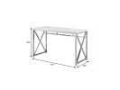 47" White & Silver Modern Computer Desk – Geometric Metal Base