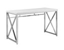 47" White & Silver Modern Computer Desk – Geometric Metal Base