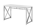 47" White & Silver Modern Computer Desk – Geometric Metal Base