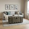 Reclaimed Wood Trunk Coffee Table – Distressed Brown Storage Accent on Wheels