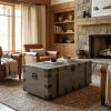 Reclaimed Wood Trunk Coffee Table – Distressed Brown Storage Accent on Wheels