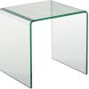 21" Clear Tempered Glass End Table – Modern Rounded‑Edge U‑Shaped Accent