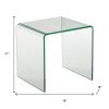 21" Clear Tempered Glass End Table – Modern Rounded‑Edge U‑Shaped Accent