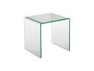 21" Clear Tempered Glass End Table – Modern Rounded‑Edge U‑Shaped Accent