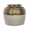 11" Antiqued Bronze & Light Gray Ceramic Round Table Vase – Hand-Painted Vintage Accent