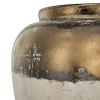 11" Antiqued Bronze & Light Gray Ceramic Round Table Vase – Hand-Painted Vintage Accent