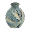 11" Blue, Beige & Brown Abstract Round Ceramic Table Vase – Reactive Glaze