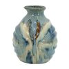 11" Blue, Beige & Brown Abstract Round Ceramic Table Vase – Reactive Glaze