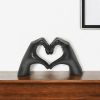4" Black Resin Heart Hands Tabletop Sculpture – Modern Symbol of Connection & Love