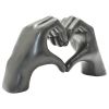 4" Black Resin Heart Hands Tabletop Sculpture – Modern Symbol of Connection & Love