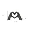 4" Black Resin Heart Hands Tabletop Sculpture – Modern Symbol of Connection & Love