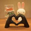 4" Black Resin Heart Hands Tabletop Sculpture – Modern Symbol of Connection & Love
