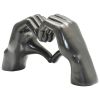 4" Black Resin Heart Hands Tabletop Sculpture – Modern Symbol of Connection & Love