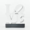 4" White and Black Resin LOVE Tabletop Sculpture – Modern Sentimental Text Art