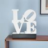 4" White and Black Resin LOVE Tabletop Sculpture – Modern Sentimental Text Art