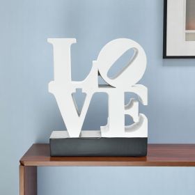 4" White and Black Resin LOVE Tabletop Sculpture – Modern Sentimental Text Art