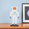 6" White Resin USA Astronaut Tabletop Sculpture – Modern Space Exploration Accent