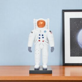 6" White Resin USA Astronaut Tabletop Sculpture – Modern Space Exploration Accent