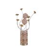 Silver and Rose Gold Metal & Acrylic Flowers Bedside Lamp – Glam Floral Accent
