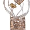 Silver and Rose Gold Metal & Acrylic Flowers Bedside Lamp – Glam Floral Accent