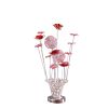 Silver and Clear Metal & Faux Crystal Red Roses Bedside Lamp – Glam Floral Accent
