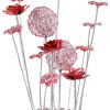 Silver and Clear Metal & Faux Crystal Red Roses Bedside Lamp – Glam Floral Accent