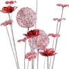Silver and Clear Metal & Faux Crystal Red Roses Bedside Lamp – Glam Floral Accent