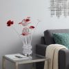Silver and Clear Metal & Faux Crystal Geometric Roses Bedside Lamp – Glam Floral Accent