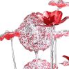 Silver and Clear Metal & Faux Crystal Geometric Roses Bedside Lamp – Glam Floral Accent