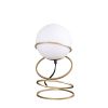 Gold Metal Geo Spiral Bedside Lamp With White Globe Shade – Modern Sculptural Lighting