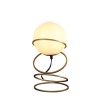 Gold Metal Geo Spiral Bedside Lamp With White Globe Shade – Modern Sculptural Lighting