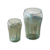 Light Green Glass Abstract Face Vases – Set of Two