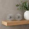 Set of Two Silver Iron Decorative Spiky Sphere Tabletop Sculpture