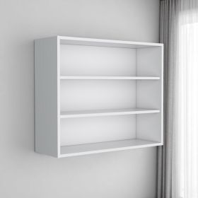 36" White Wood Three‑Tier Floating Shelf – Modern Wall‑Mounted Storage & Display