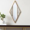 38" Brass & Silver Mixed-Metal Diamond Accent Mirror – Geometric Statement