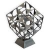 Gray Metal Geo Cube Tabletop Sculpture – Modern Industrial Accent