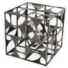 Gray Metal Geo Cube Tabletop Sculpture – Modern Industrial Accent