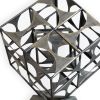Gray Metal Geo Cube Tabletop Sculpture – Modern Industrial Accent