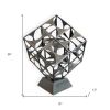 Gray Metal Geo Cube Tabletop Sculpture – Modern Industrial Accent
