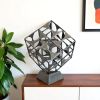 Gray Metal Geo Cube Tabletop Sculpture – Modern Industrial Accent