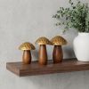 Brown & Gold Wood Mushroom Tabletop Sculptures – Set of Three Nature‑Inspired Accents