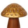 Brown & Gold Wood Mushroom Tabletop Sculptures – Set of Three Nature‑Inspired Accents