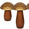 Brown & Gold Wood Mushroom Tabletop Sculptures – Set of Three Nature‑Inspired Accents