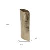 Gold Oval Aluminum Table Vase – Textured Faux Bois Decorative Accent