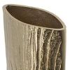 Gold Oval Aluminum Table Vase – Textured Faux Bois Decorative Accent