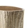 Gold Oval Aluminum Table Vase – Textured Faux Bois Decorative Accent