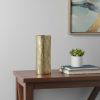 Gold Oval Aluminum Table Vase – Textured Faux Bois Decorative Accent