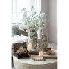 14" Green & White Leaf Ceramic Amphora Table Vase – Classic Botanical Accent
