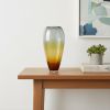 19" Clear & Brown Ombre Glass Table Vase – Modern Art Glass Accent